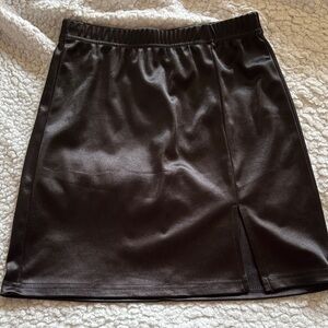Black Women's A-Line Mini Skirt with Front Slit